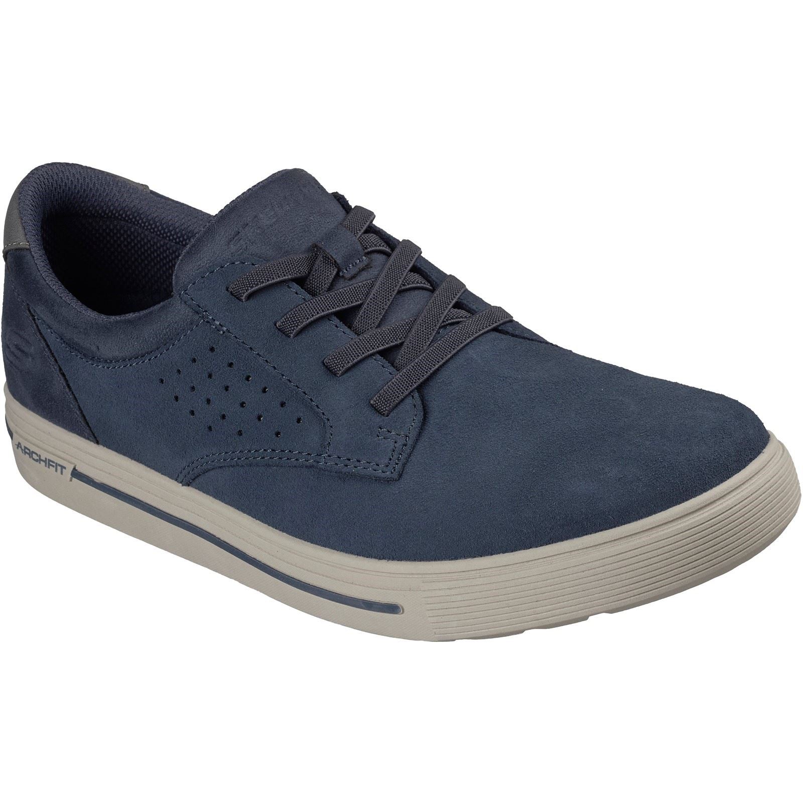 Skechers Arch Fit Solano 2.0 Rey Leather Men's Navy Suede Lace-Up Shoes