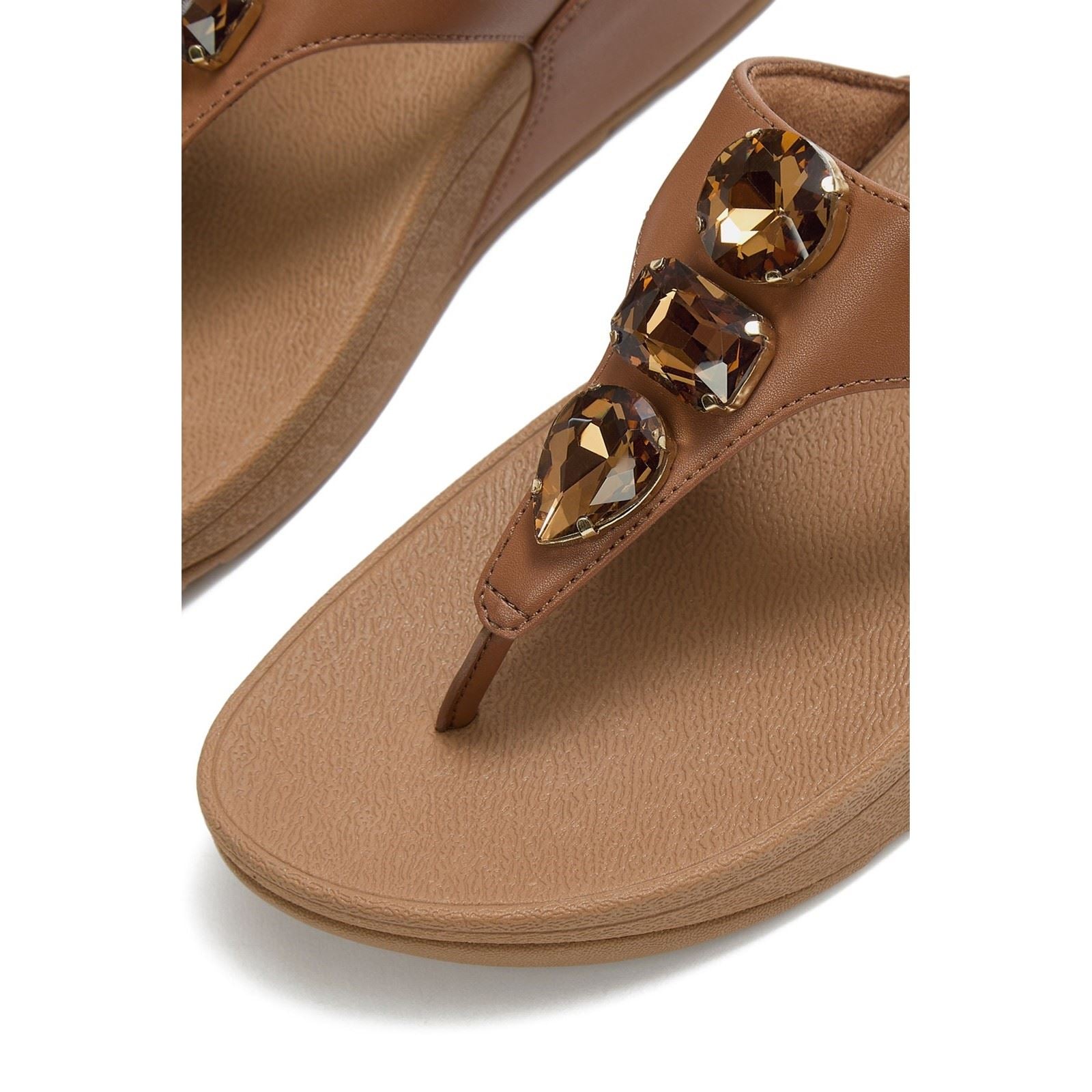 Fitflop Lulu Ultra-Jewel Toe-Post Polyurethane Women's Deep Tan Sandals