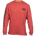 Caterpillar Trademark Banner Long Sleeve Cotton Men's Red T-Shirt