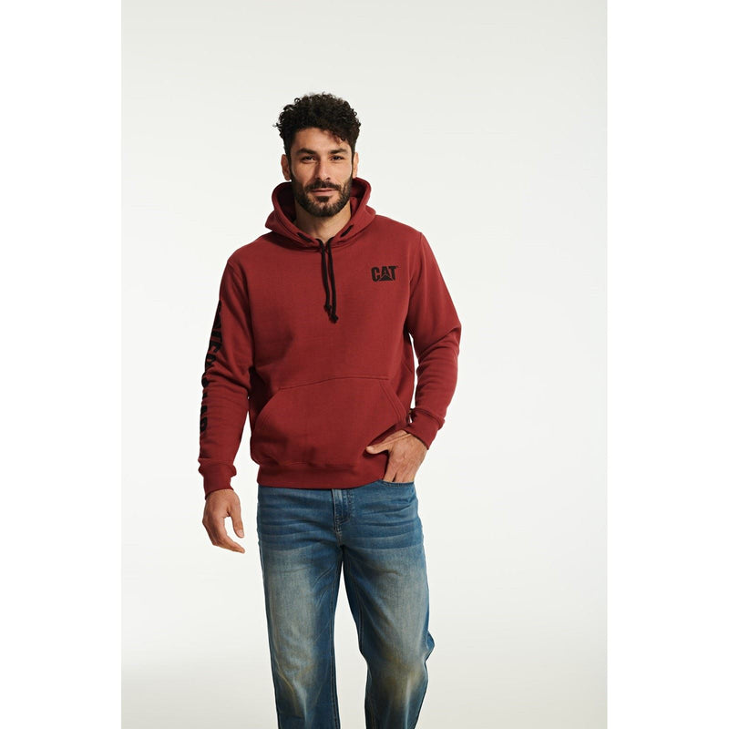 Caterpillar Trademark Banner Cotton Men's Red Hooded Sweatshirt