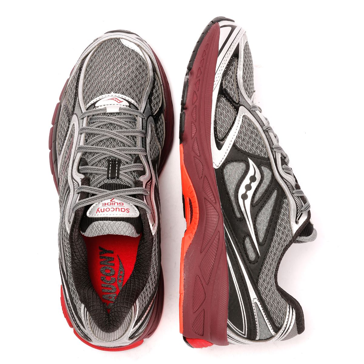 Saucony Progrid Guide 7 Men's Silver/Maroon Trainers