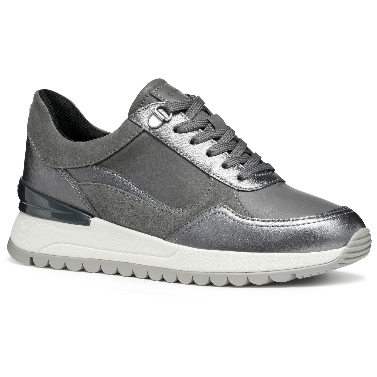 Geox D Desya A Leather Women's Dark Grey/Gun Trainers
