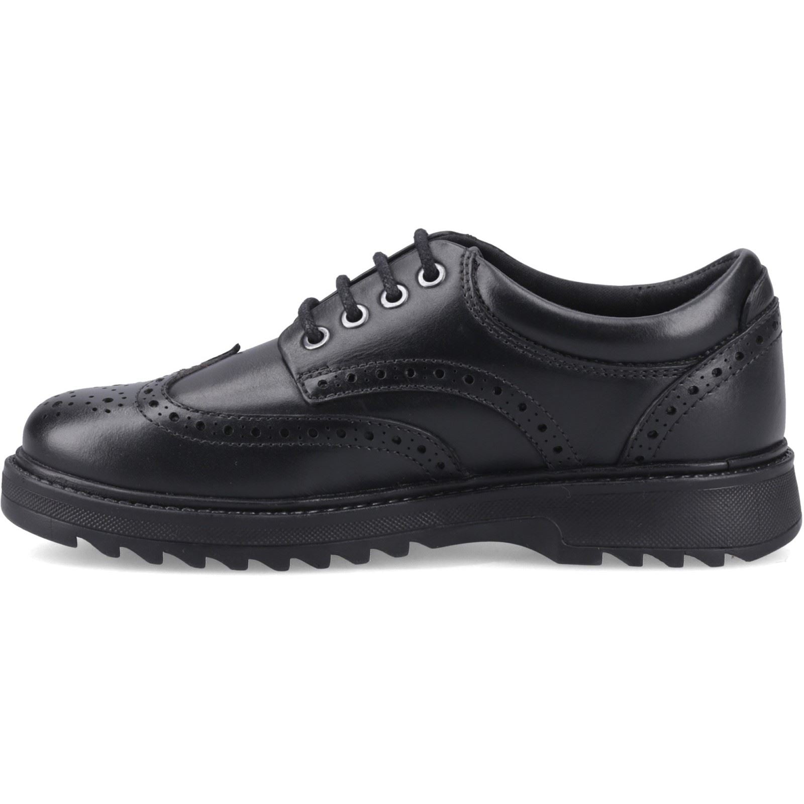 Hush Puppies Romeo Snr2 Leather Boy's Black Brogues