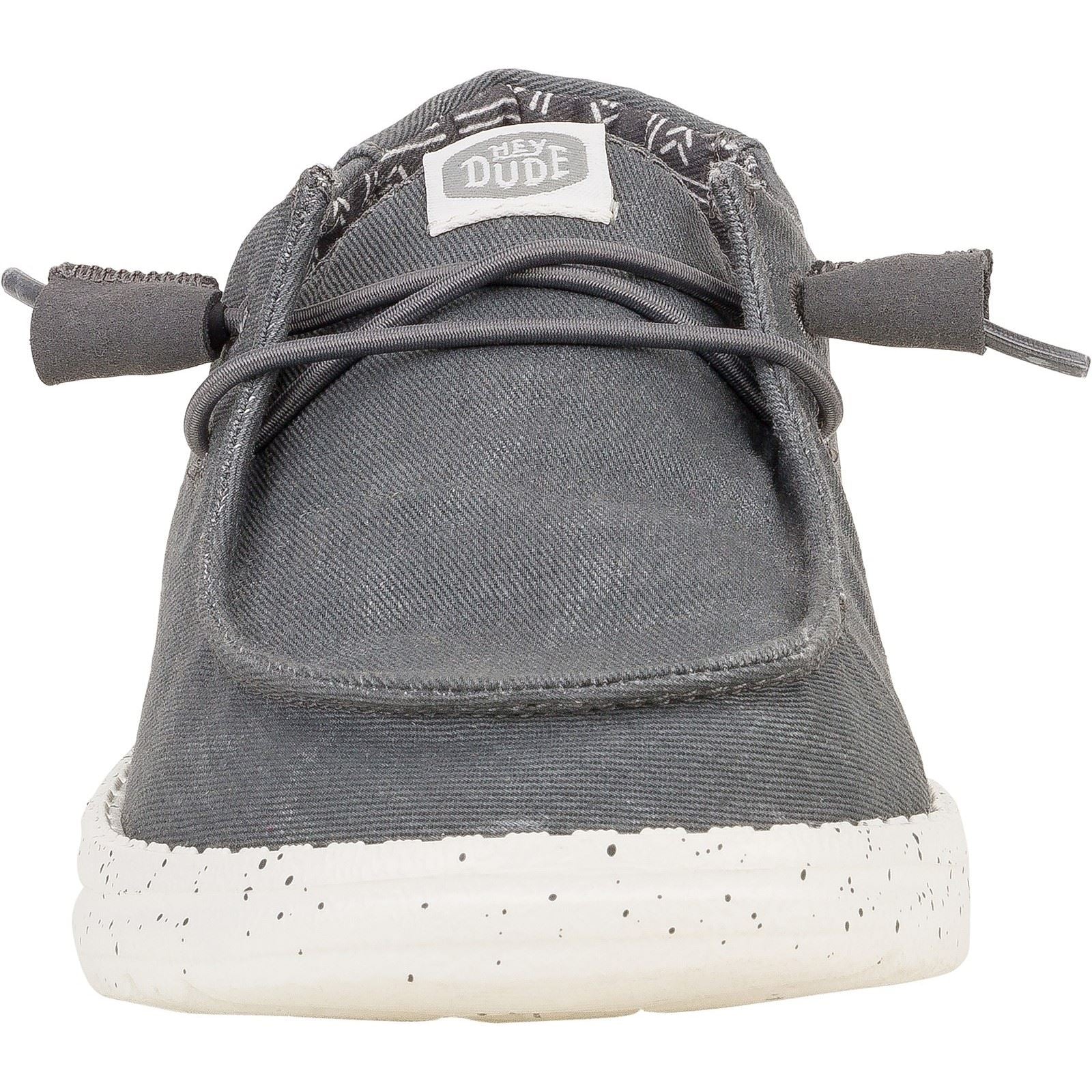 HEYDUDE Wendy Canvas 100% Cotton Women's Dark Grey Loafers