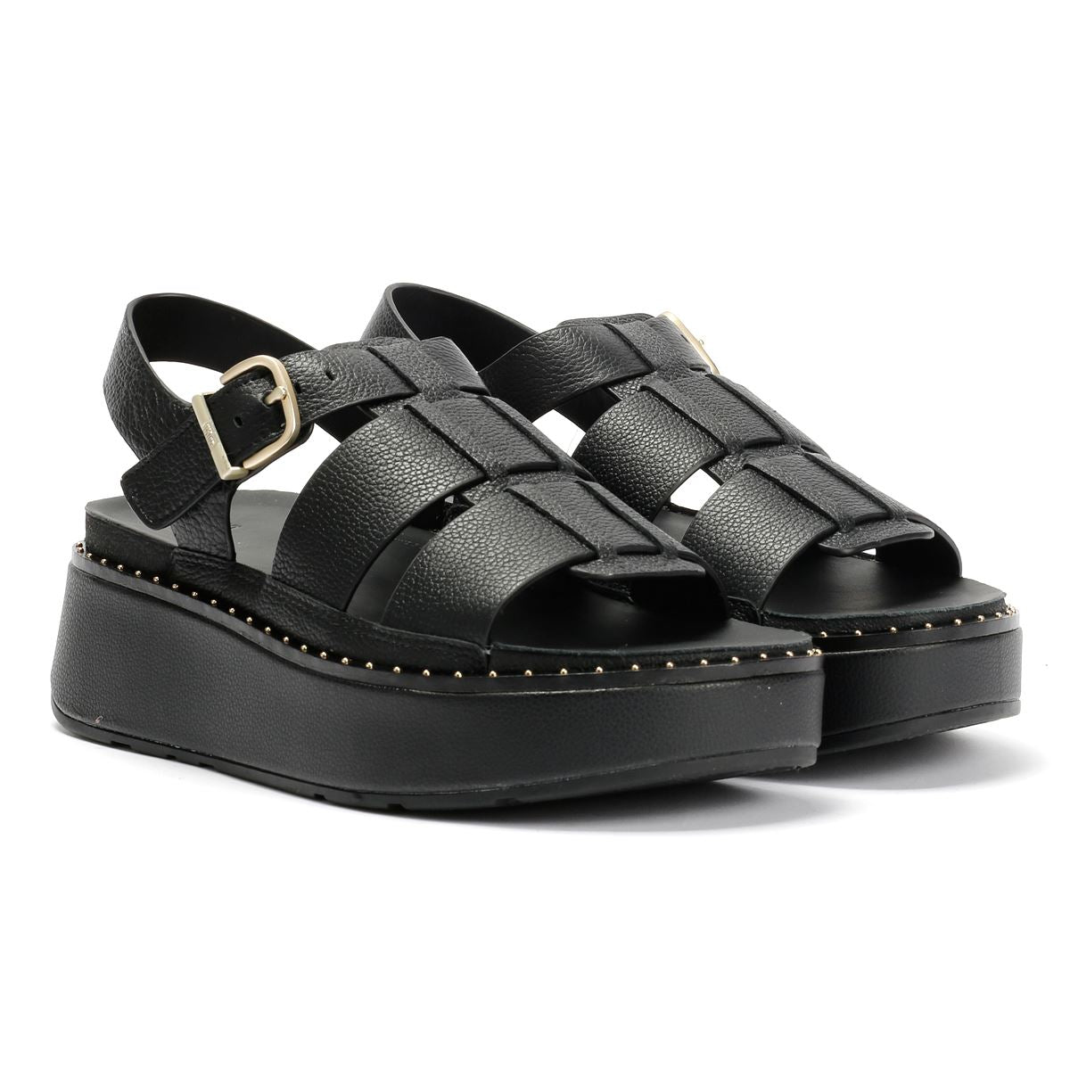FitFlop GEN-FF Max Fisherman Tumbled Leather Women's Black Sandals