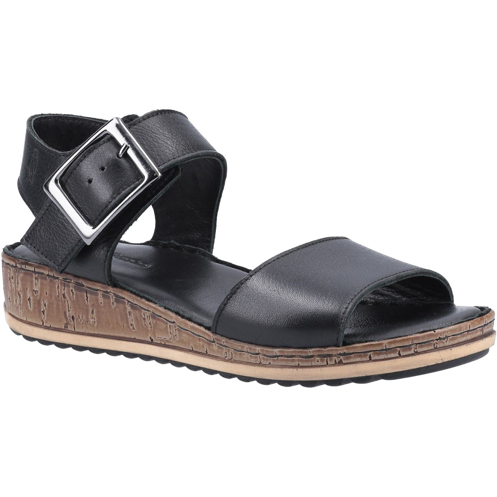 Hush Puppies Ellie Wide Leather Women's Black Sandals