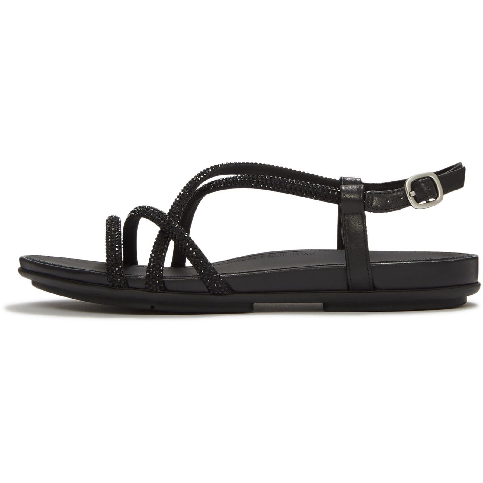 Fitflop Fino Toe-Post Leather Women's All Black Sandals