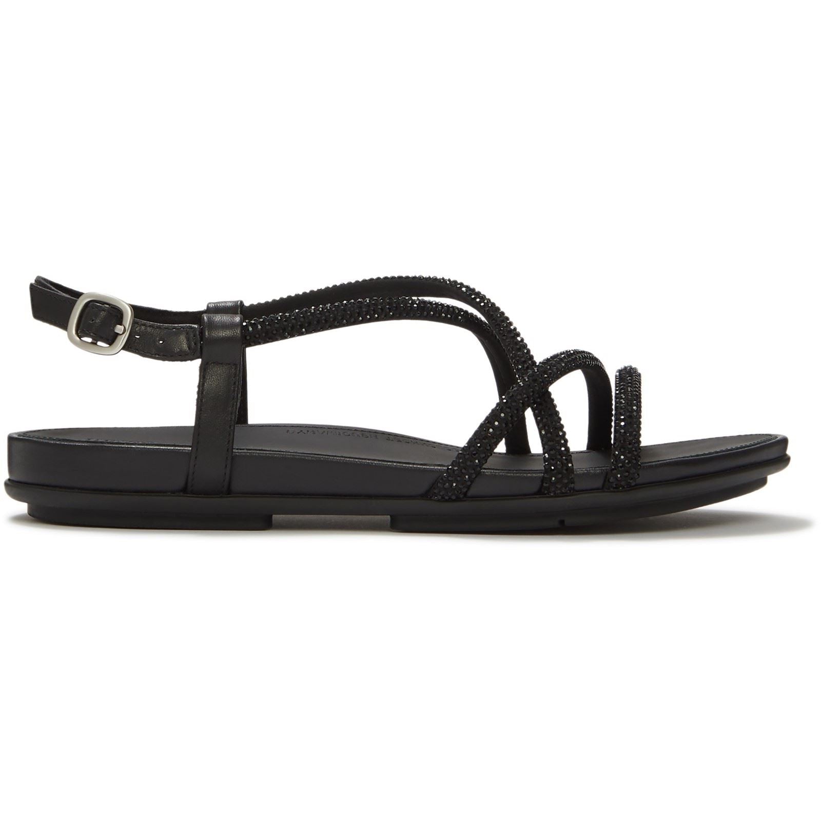 Fitflop Fino Toe-Post Leather Women's All Black Sandals