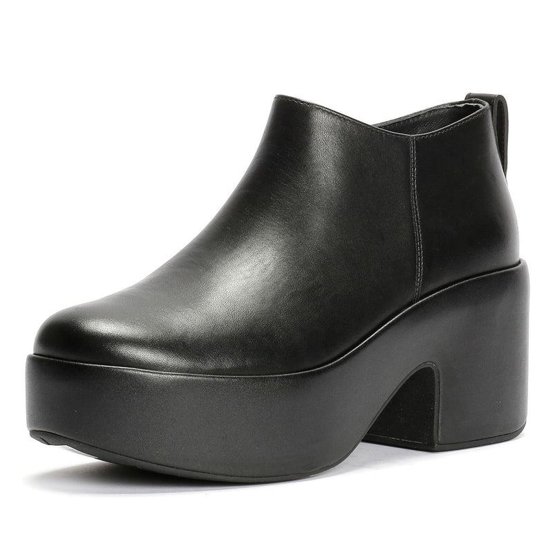 FitFlop Platfforms Heeled Short Leather Women's Black Boots