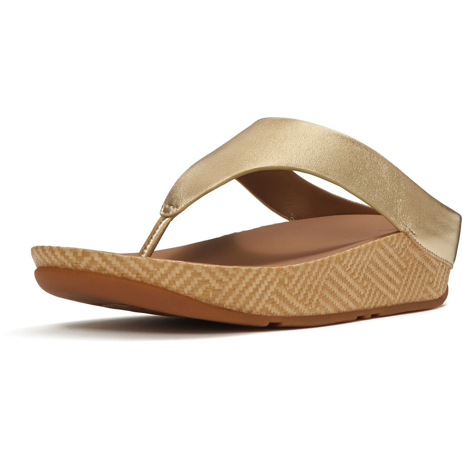 Fitflop Lulu Lux Graphic-Weave Toe-Post Leather Women's Platino Sandals