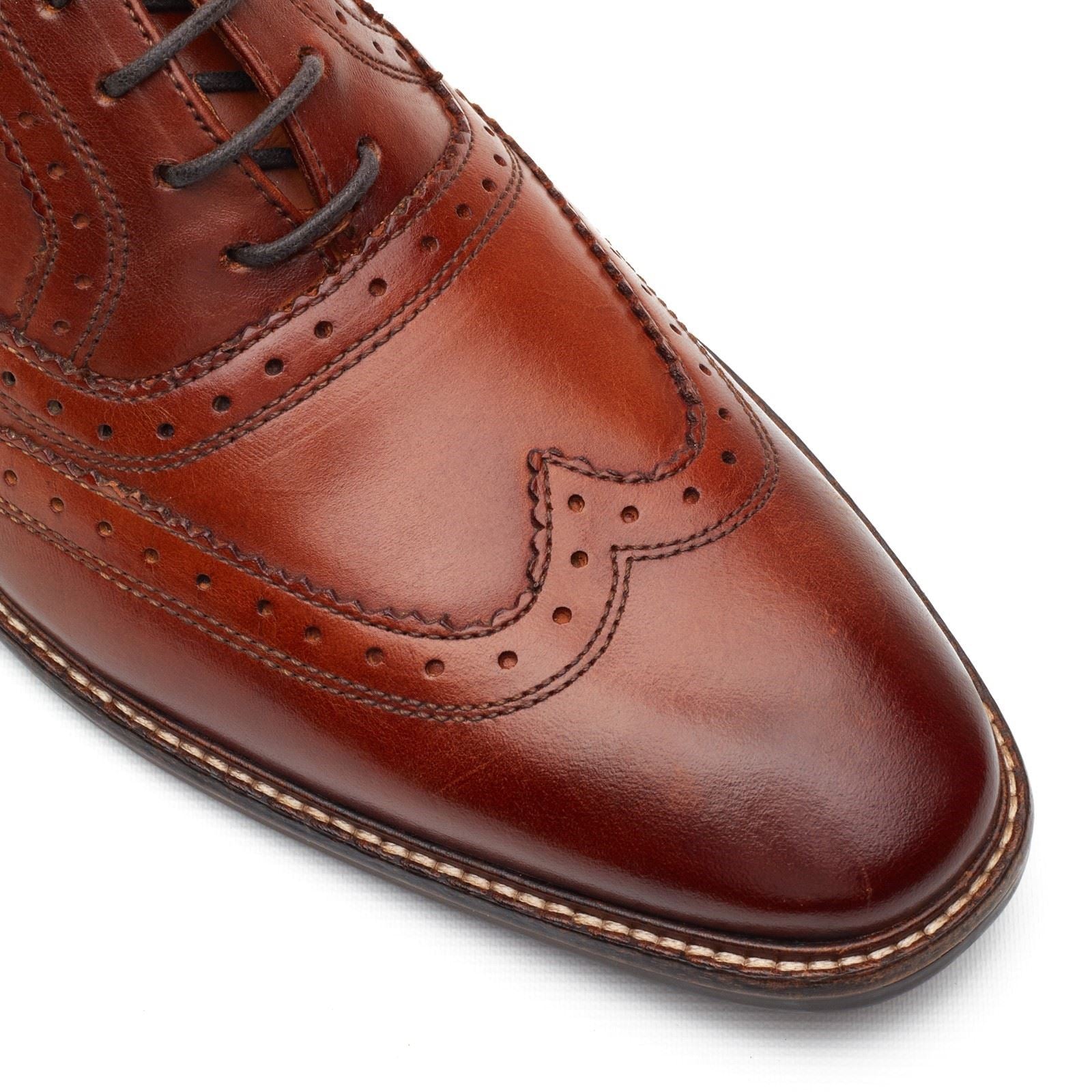 Base London Clarence Leather Men's Burnt Tan Brogues Shoes