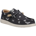 HEYDUDE Wally Stars n Skulls 100% Cotton Men's Black Boat Shoes