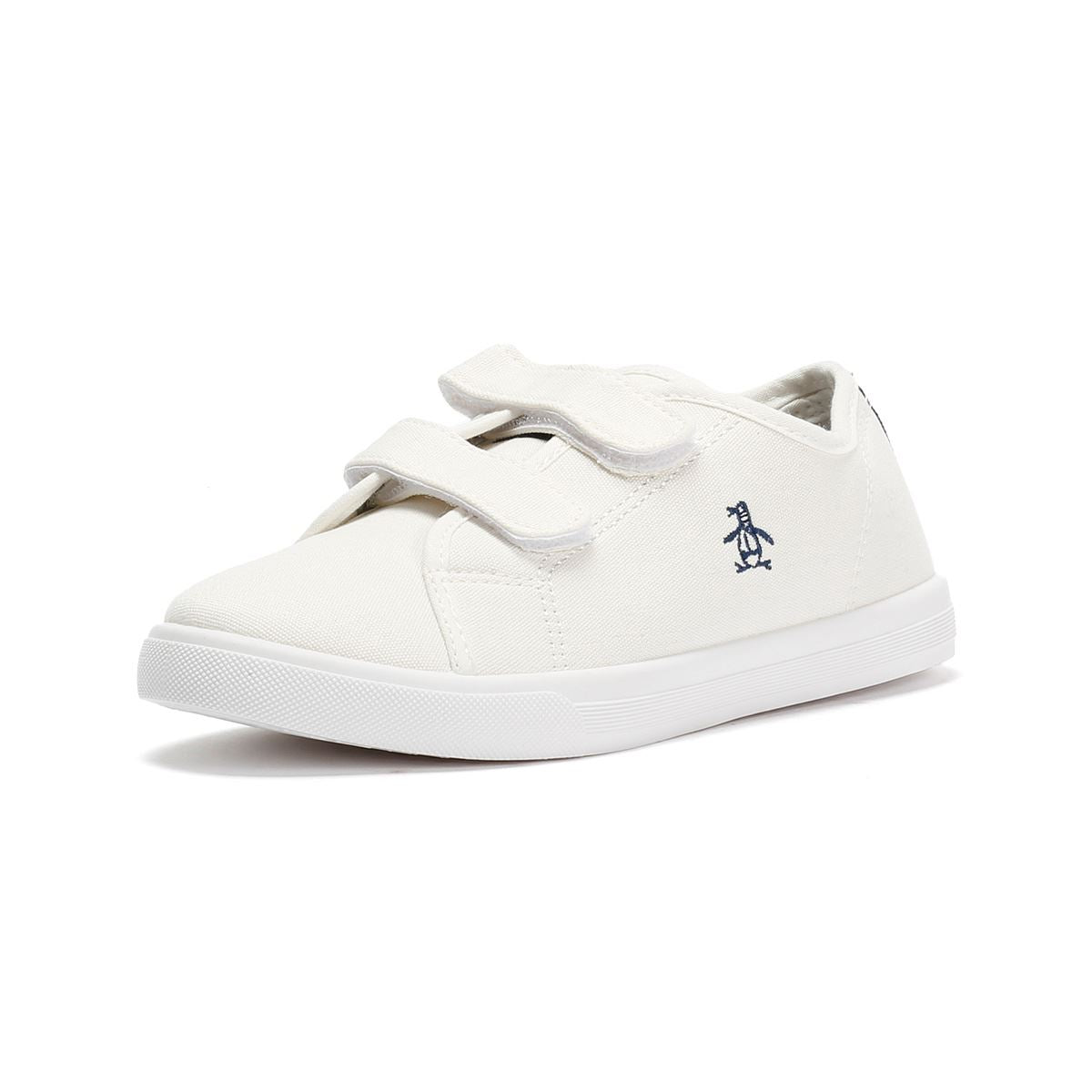 Penguin Junior Sparton Velcro White/Navy Trainers