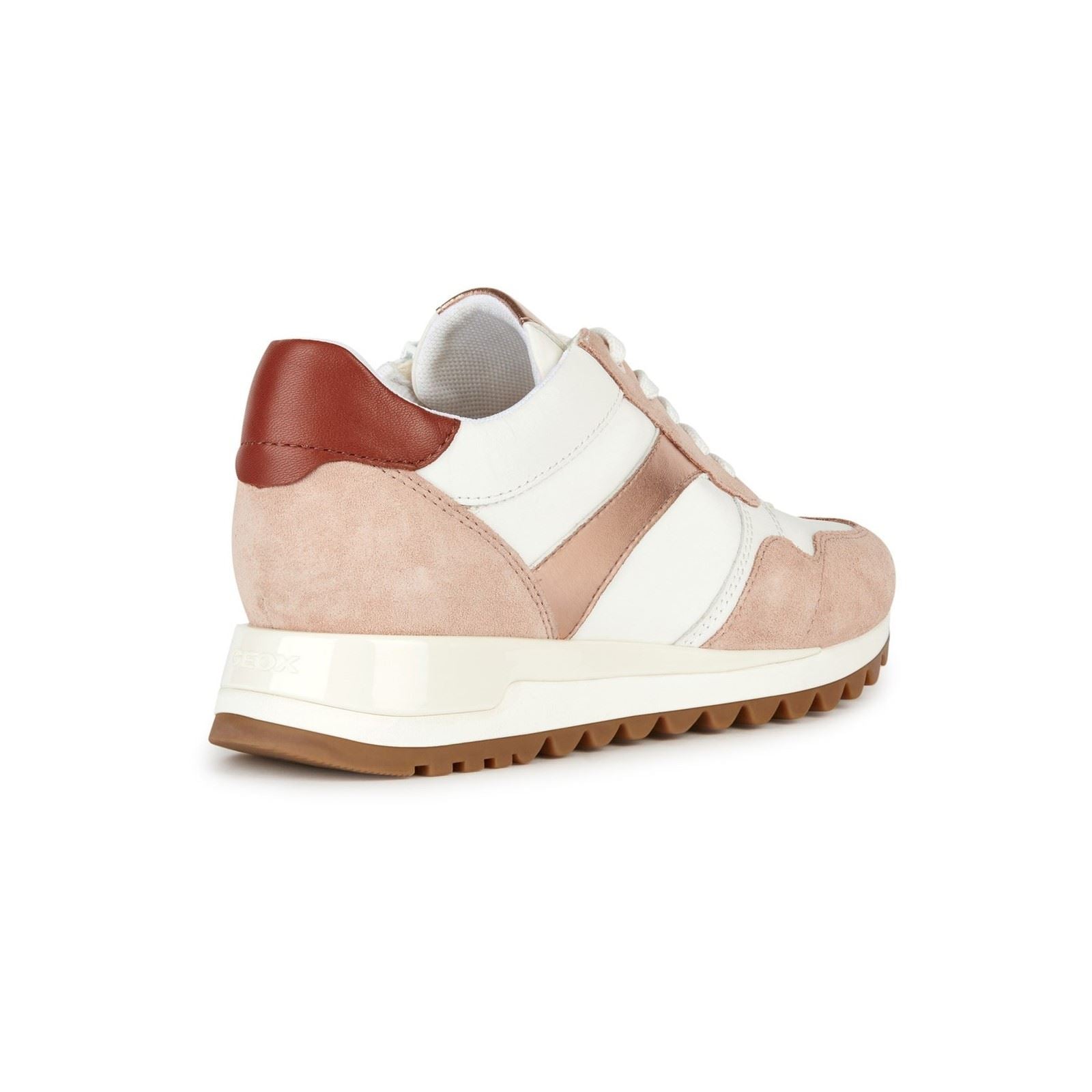 Geox D Tabelya Leather Bovine Suede- Textile Woven Synthetic- Synthetic Nylon Women's Nude/White Trainers