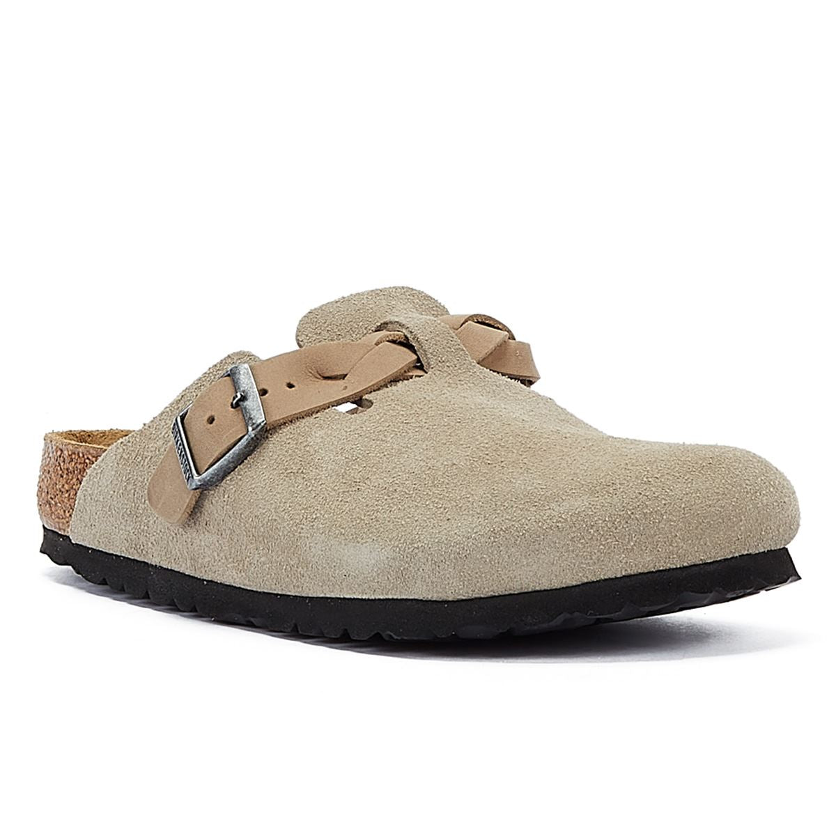 Birkenstock Boston Braided Taupe Suede Regular Clogs