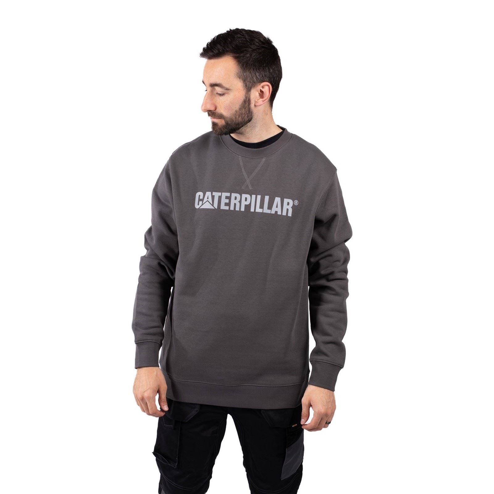 Caterpillar Midweight Crewneck Cotton Men's Grey Sweatshirt
