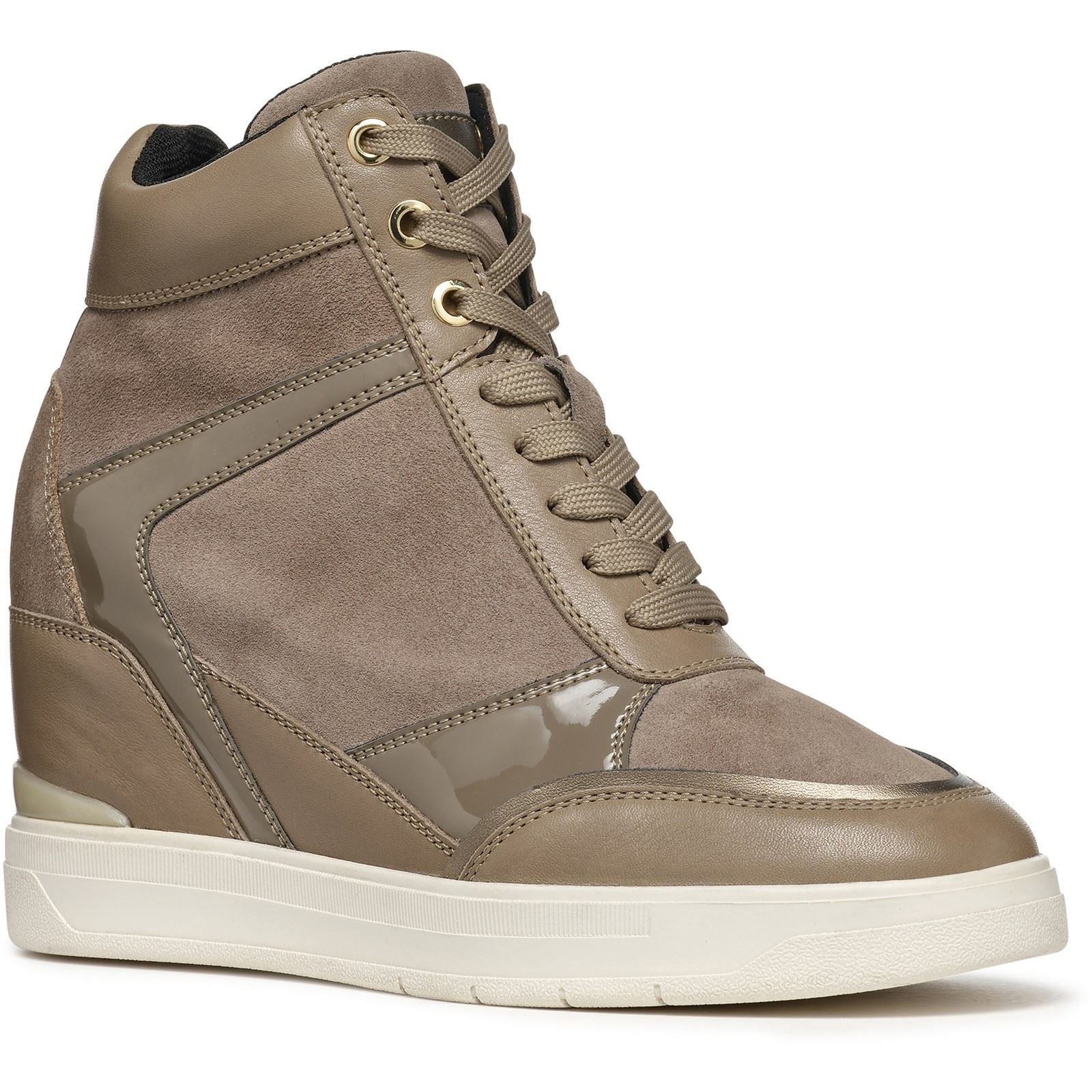 Geox D Maurica Leather Women's Dark Taupe Trainers
