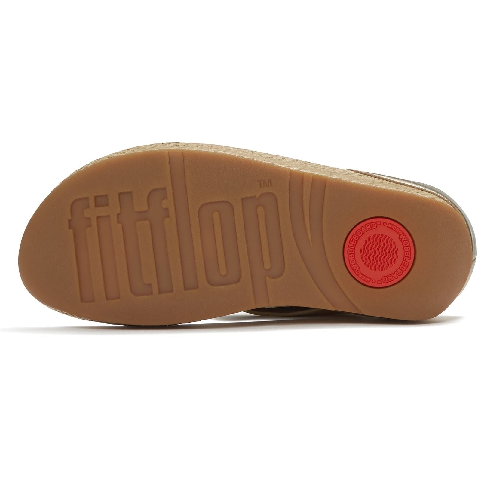 Fitflop Lulu Lux Graphic-Weave Toe-Post Leather Women's Platino Sandals