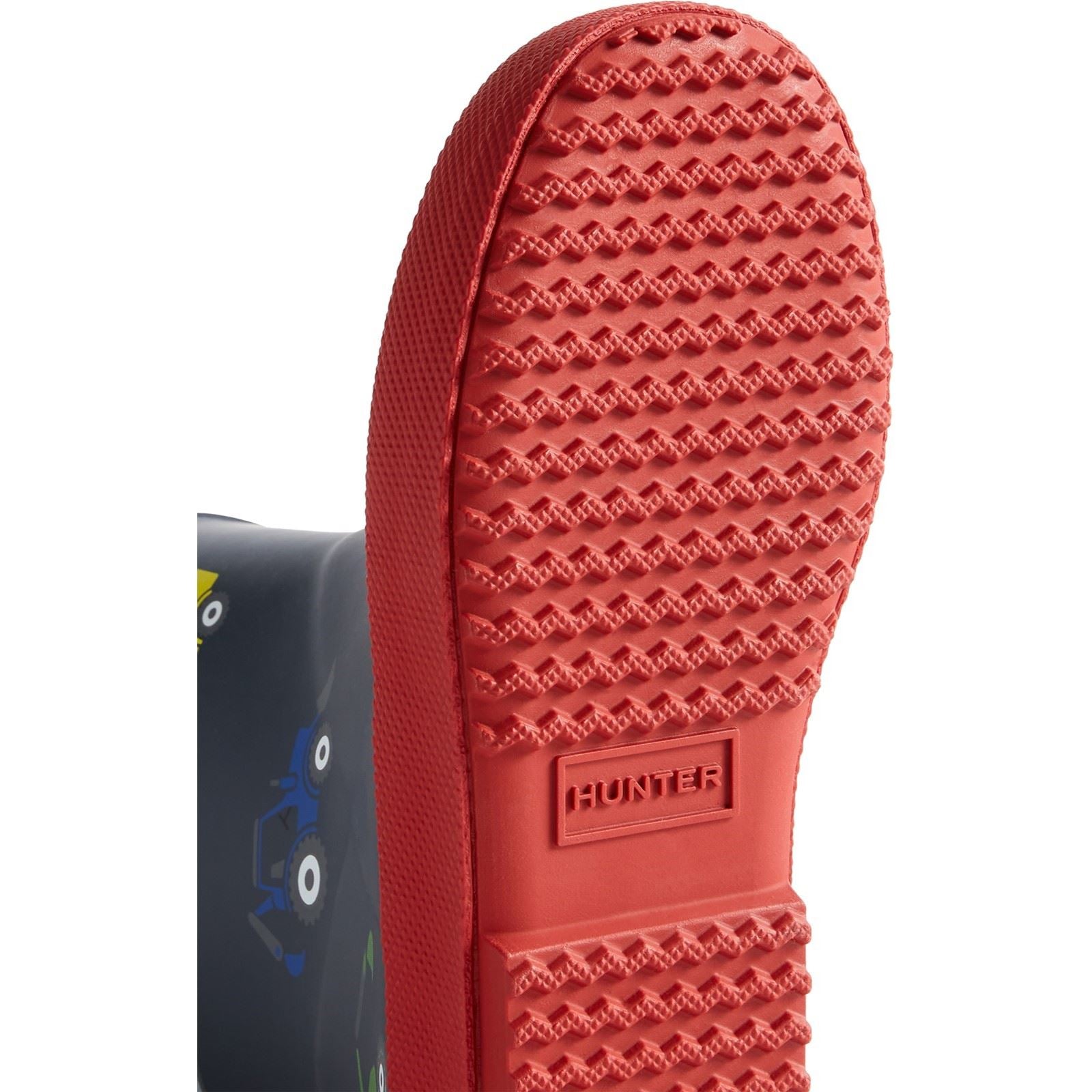 Hunter First Construction Print Boys's Hunter Navy/Military Red Wellington Boots