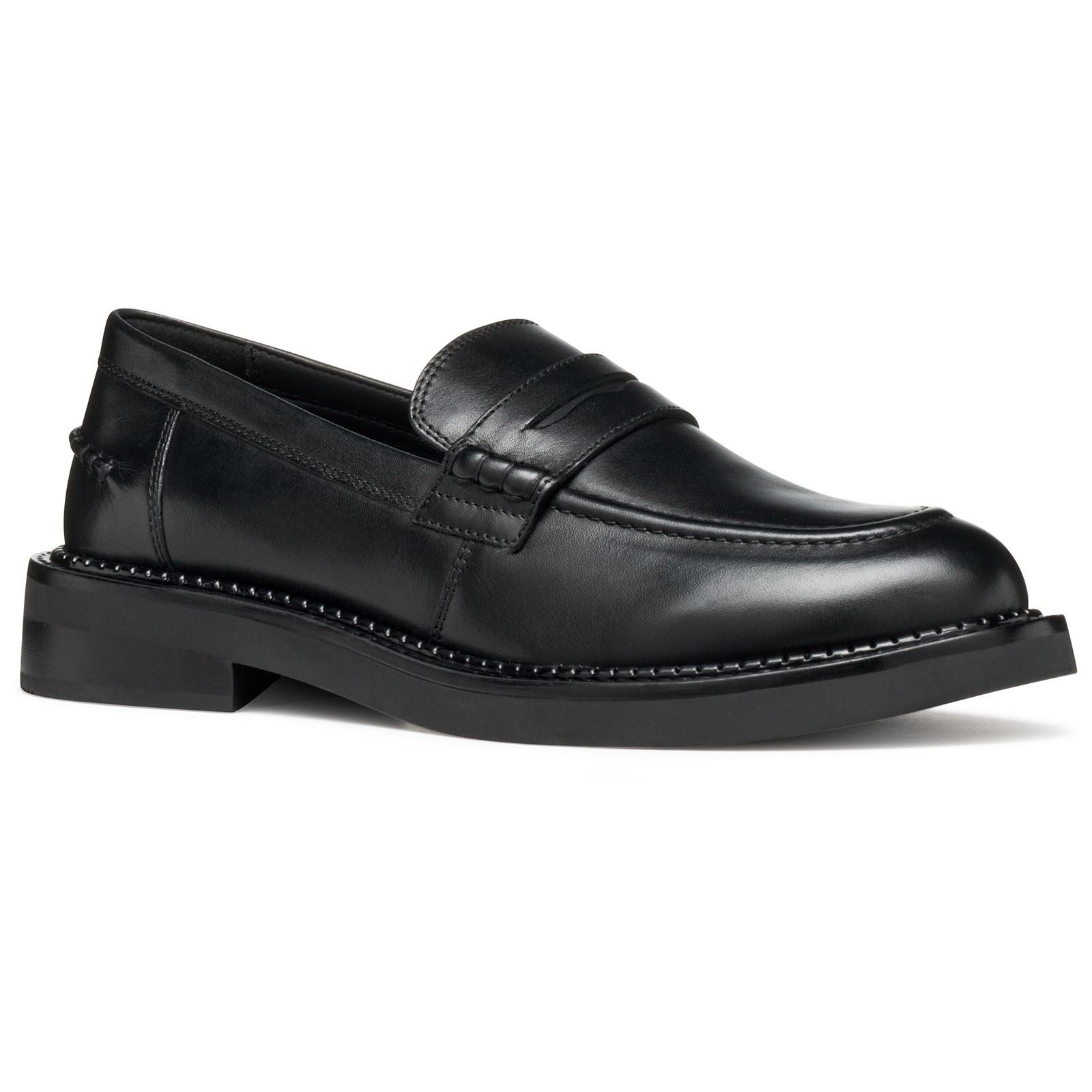 Geox D Serilda E Leather Women's Black Moccasins Shoes