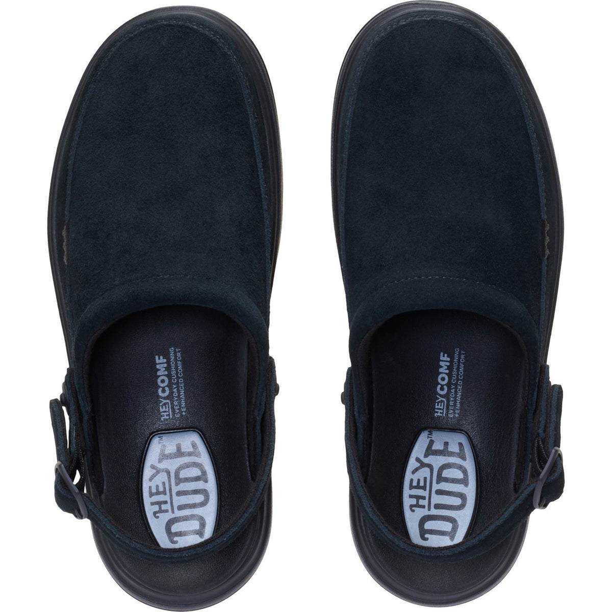 HEYDUDE Austin Lift Suede Women's Black/Black Clogs