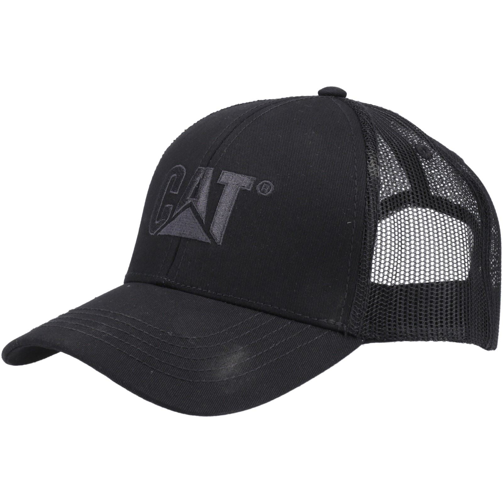 Caterpillar Raised Logo Cotton Black Baseball Caps