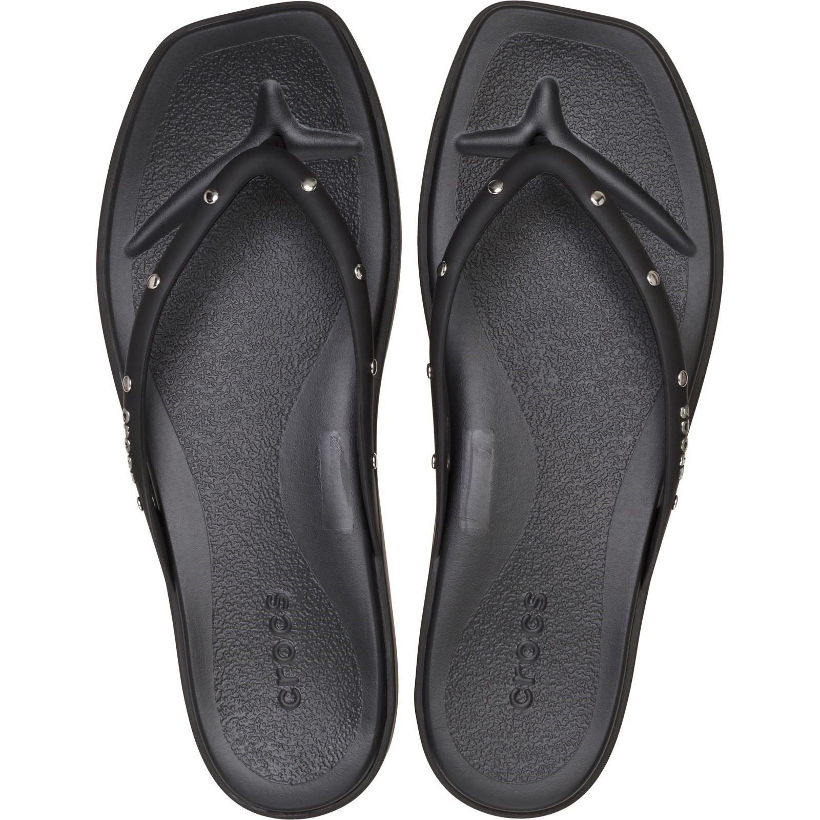 Crocs Miami Studded Flip Thermoplastic Women's Black Flip Flops