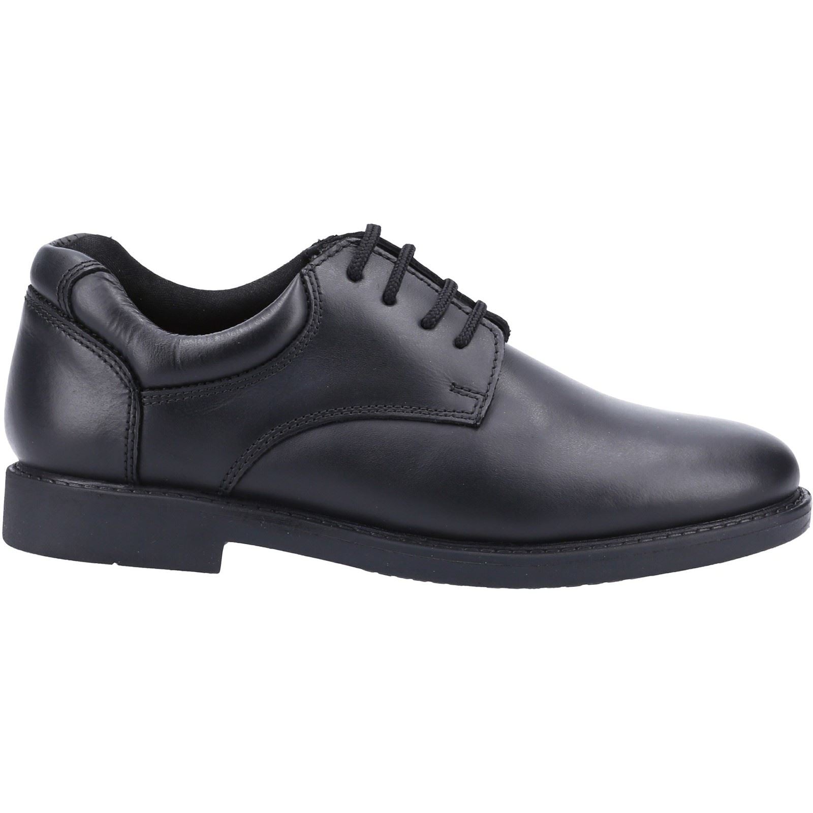 Hush Puppies Tim Junior Boys Black Leather Shoes