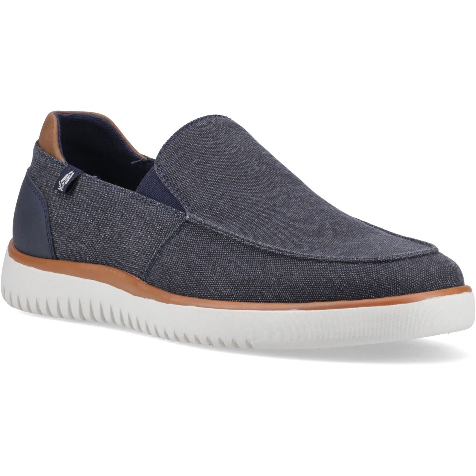 Hush Puppies Damon Slip on Textile Men's Navy Loafers