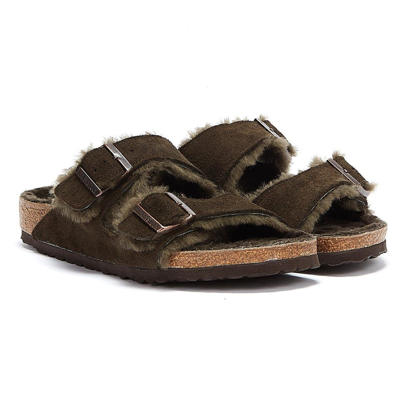 Birkenstock Arizona Shearling Mocca Bruin sandalen