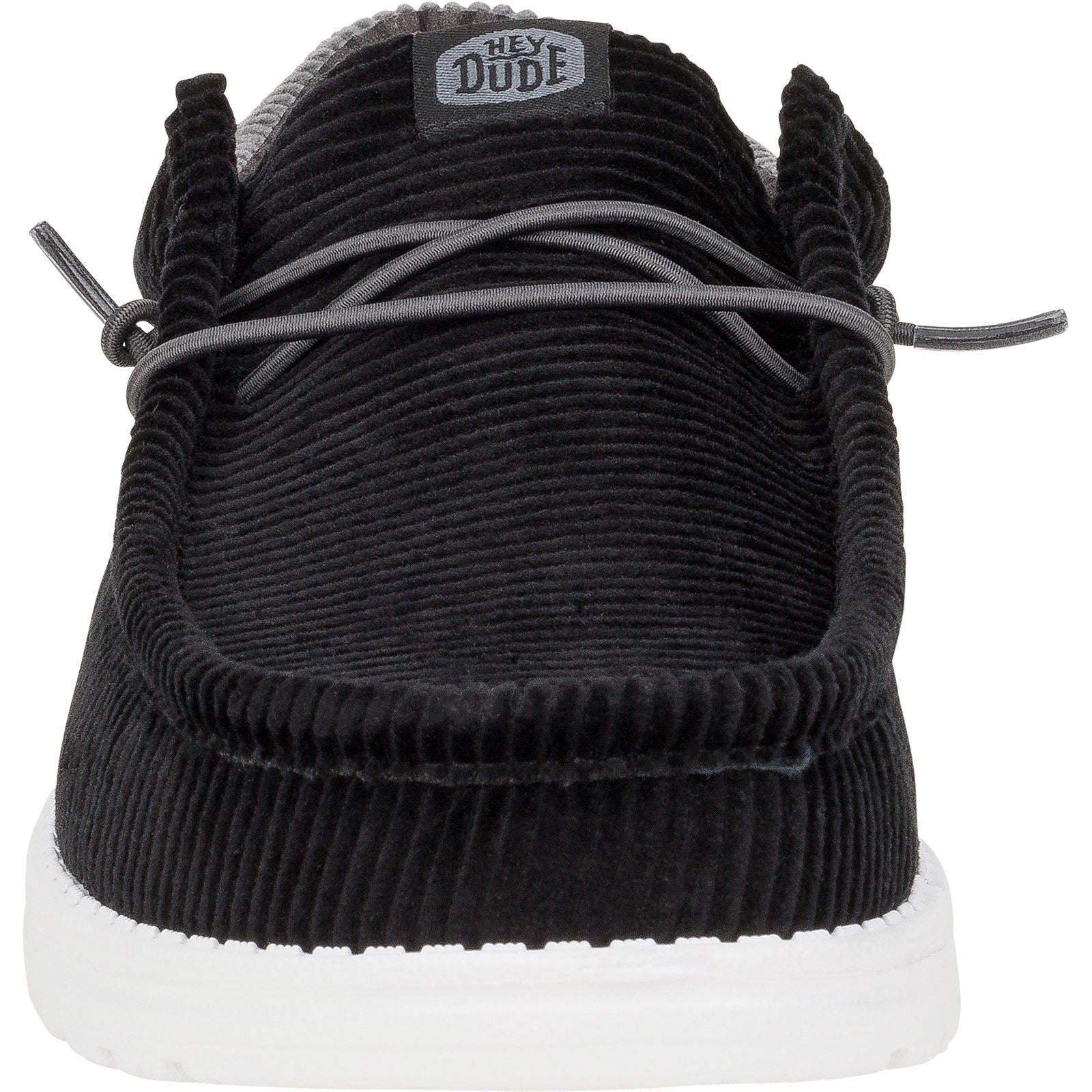 HEYDUDE Wally Funk Corduroy Textile Men's Black Boat Shoes