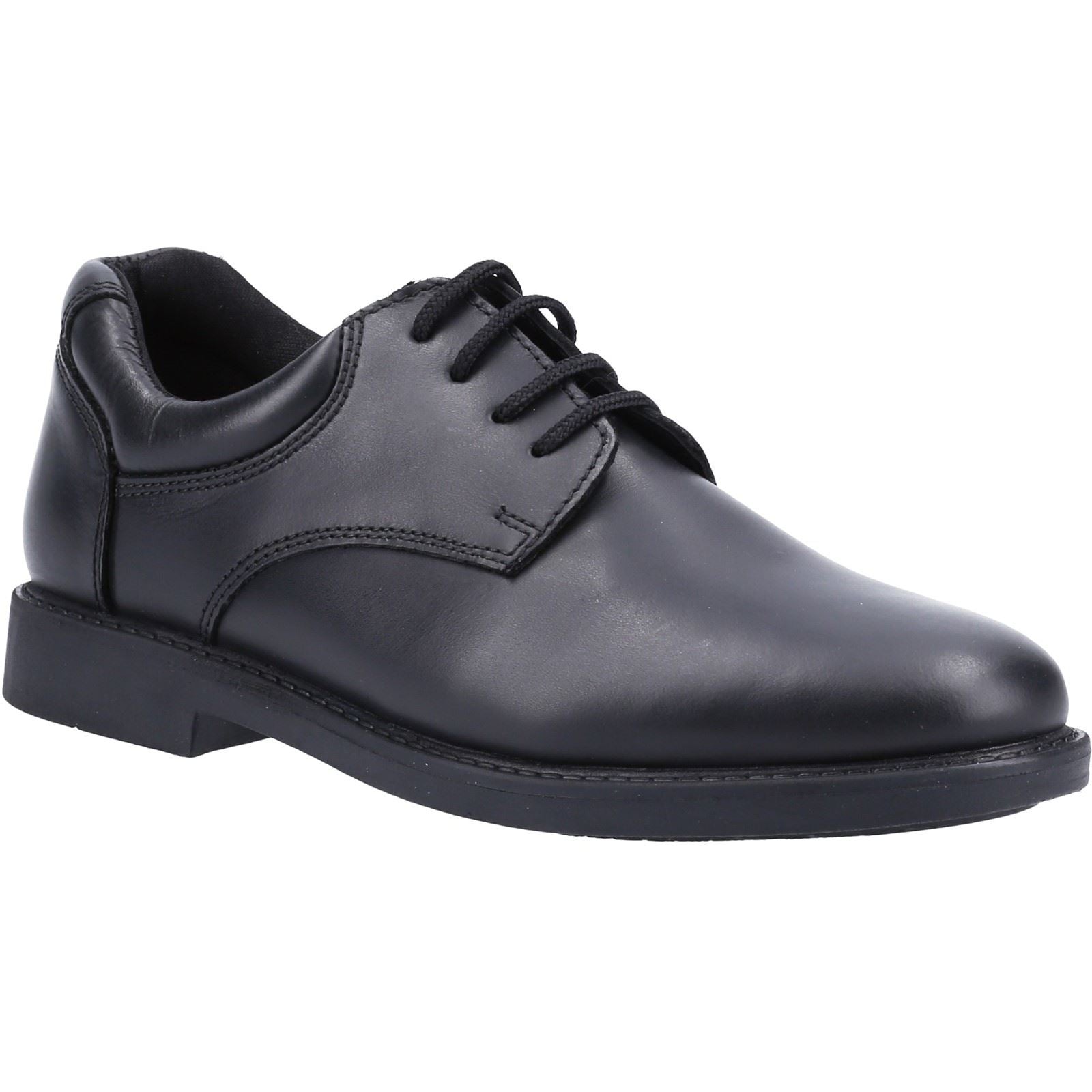Hush Puppies Tim Junior Boys Black Leather Shoes