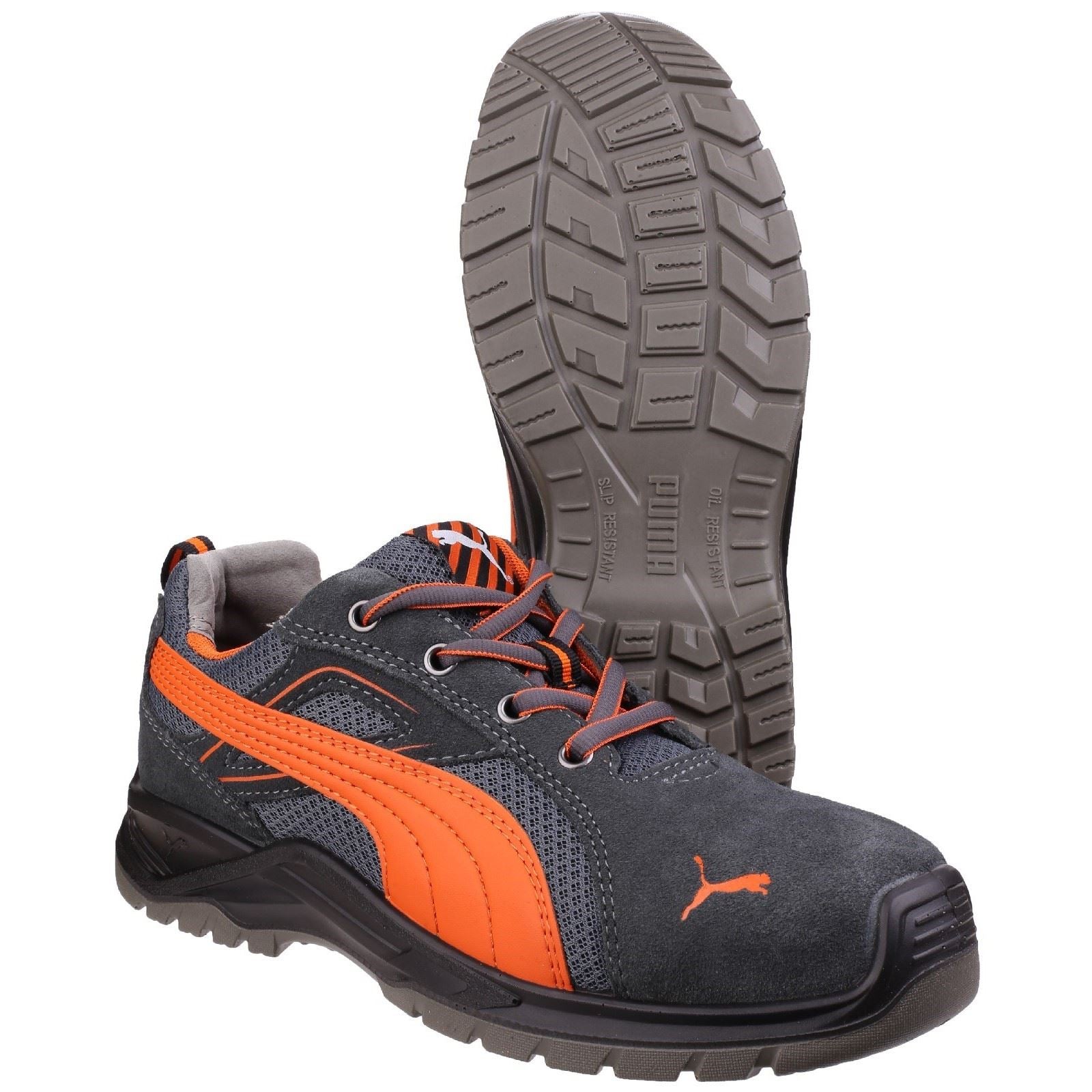 Puma Safety Omni Flash Low Suede Gre/Orange Safety Trainers
