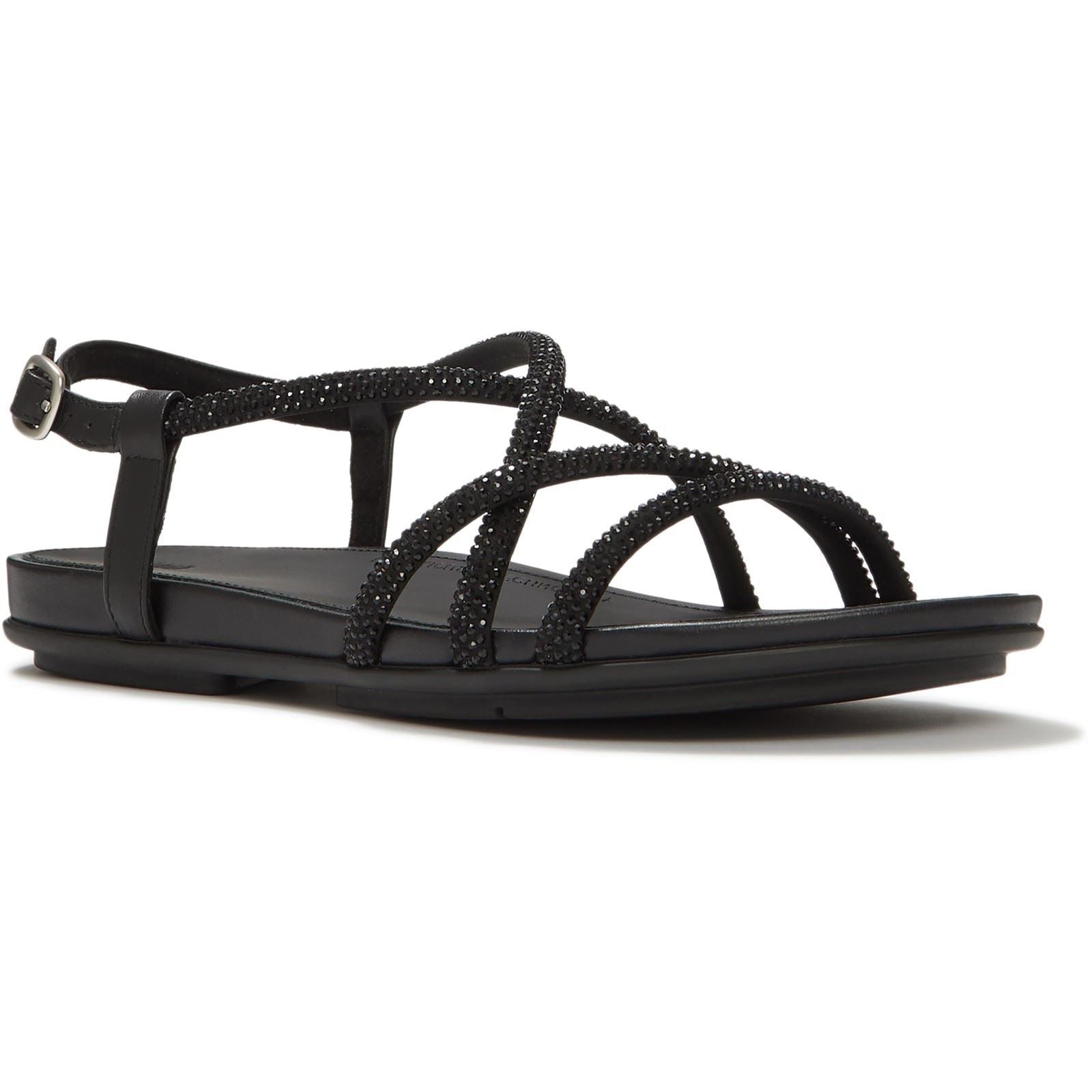 Fitflop Fino Toe-Post Leather Women's All Black Sandals