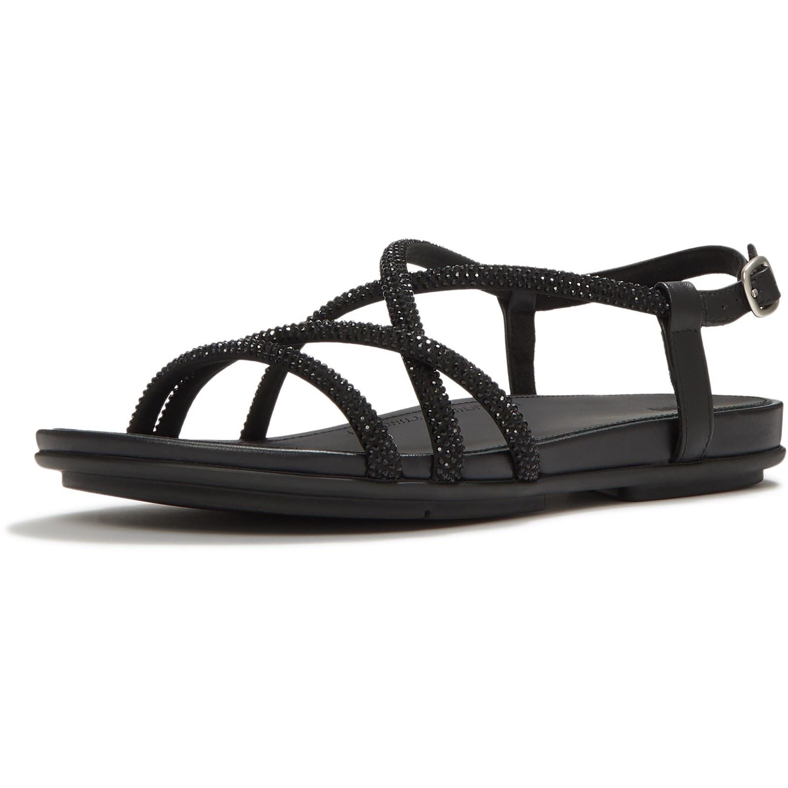 Fitflop Fino Toe-Post Leather Women's All Black Sandals
