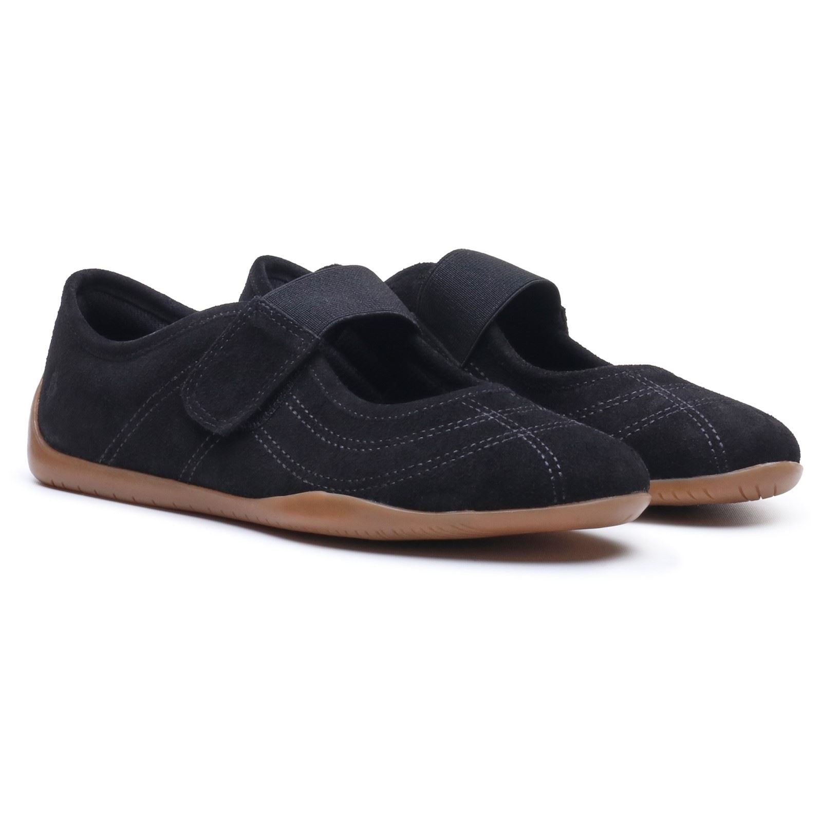 Hush Puppies Juno Suede Sneakerina Leather Women's Black Flats