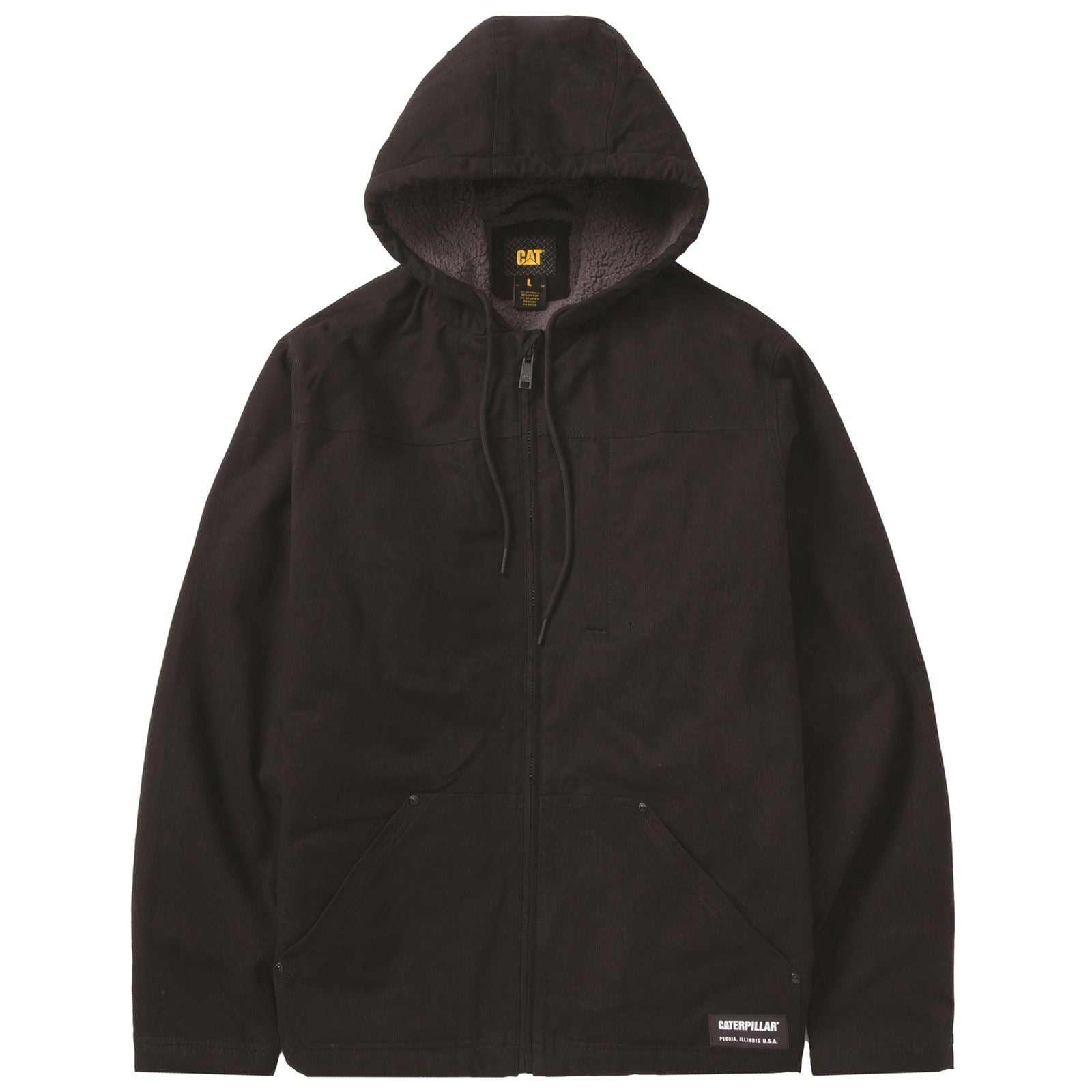 Caterpillar Hooded Sherpa Lined Men's Black Fleece Jacket