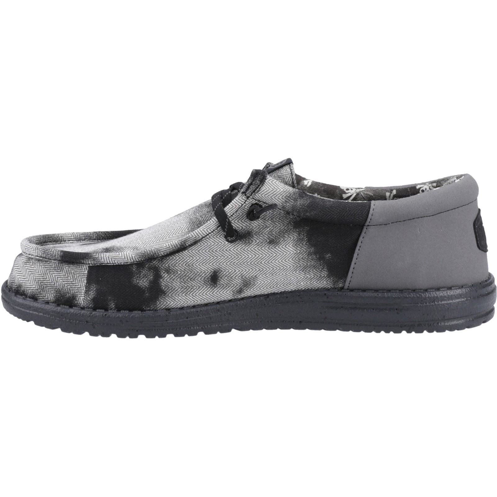HEYDUDE Wally Funk Overdye Cotton Men's Black/Granite Grey Moccasins Shoes