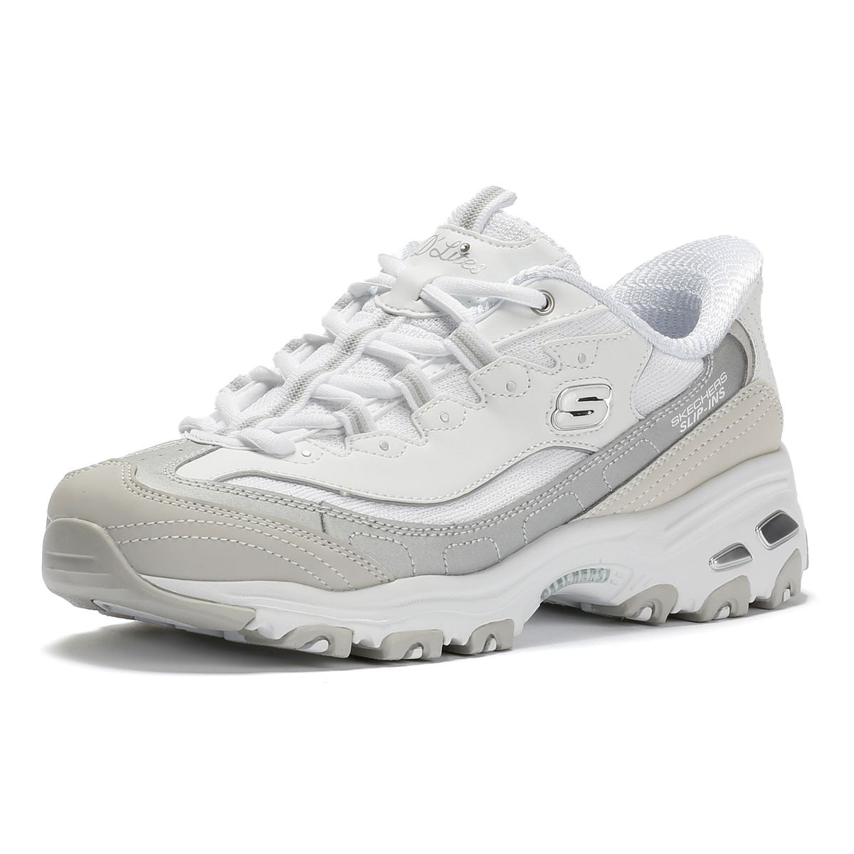 Skechers Slip-Ins D'Lites Smooth Women's Silver/White Trainers