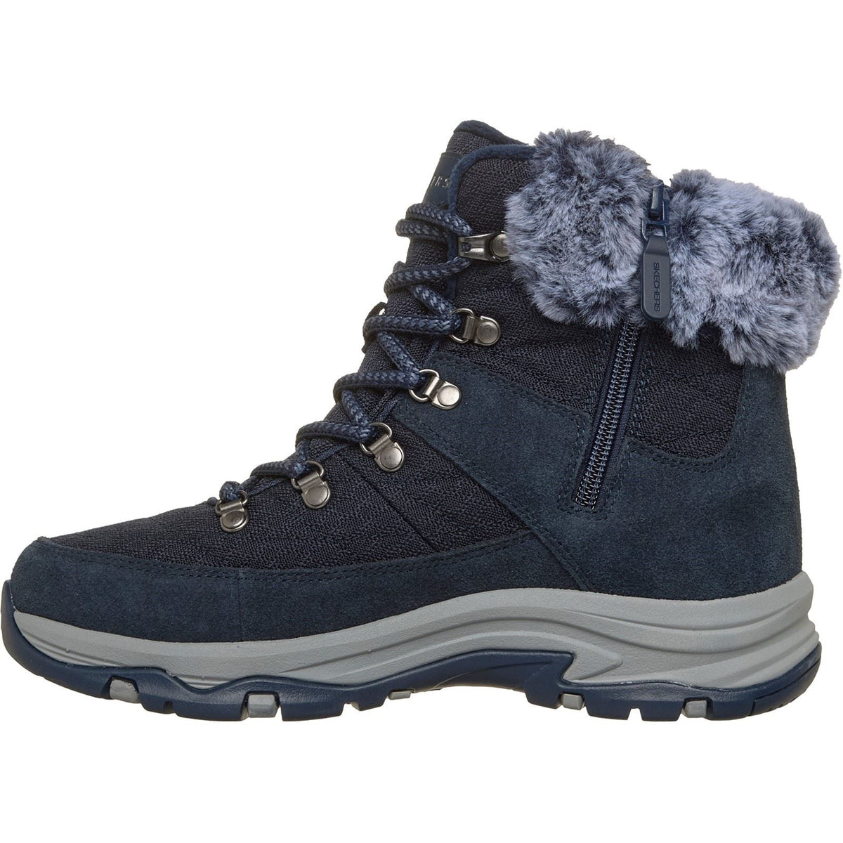 Skechers Trego Stormie Frost Leather Women's Navy Winter Ankle Boots