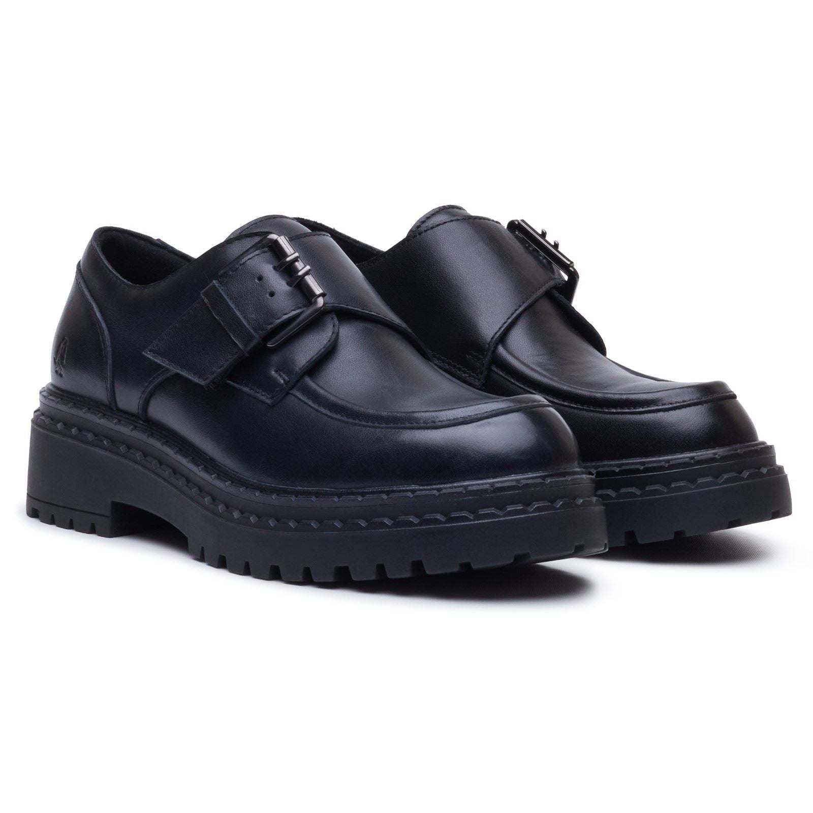 Hush Puppies Orla Monk Leather Women's Black Loafers
