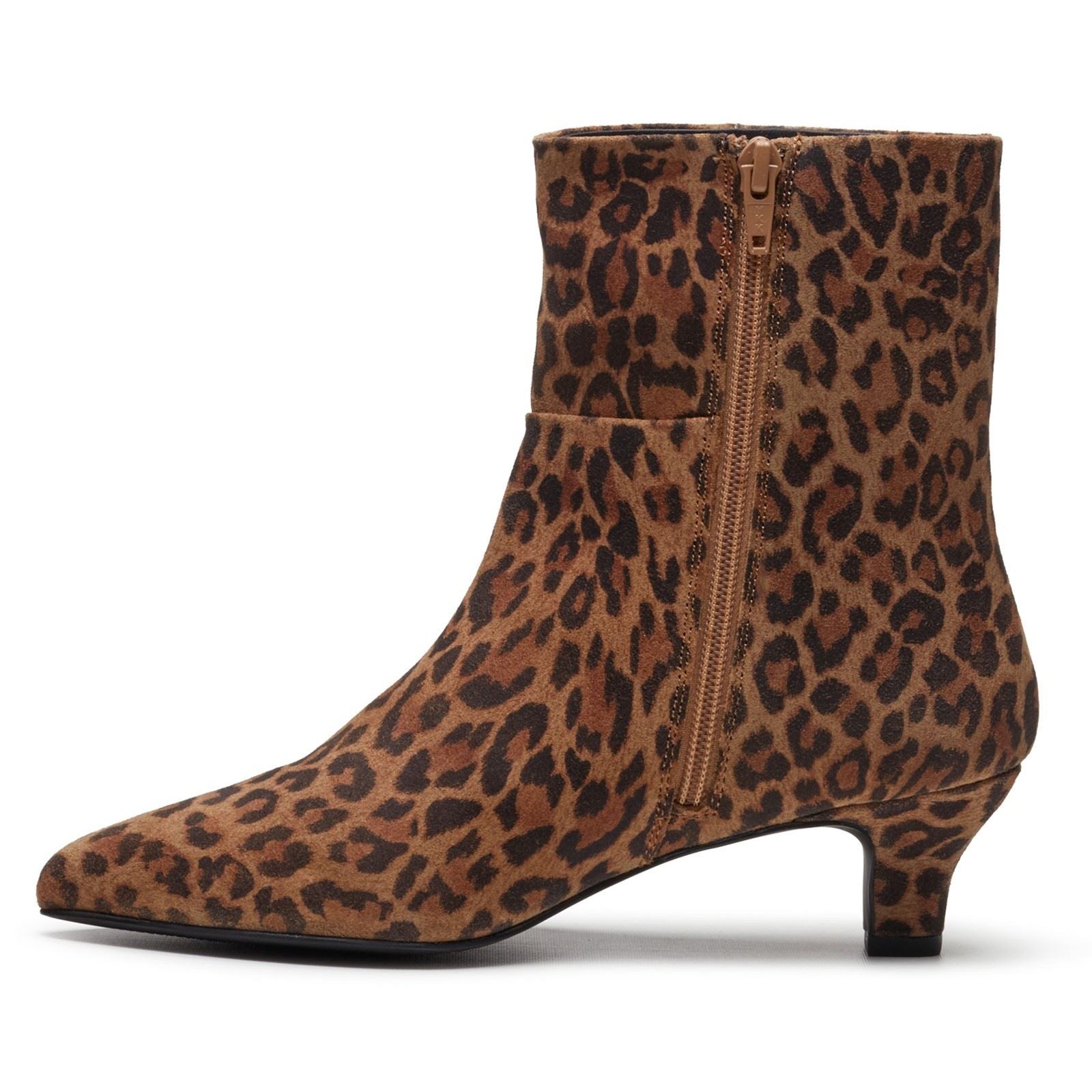 Hush Puppies Nahla Heel Leather Women's Leopard Heeled Ankle Boots