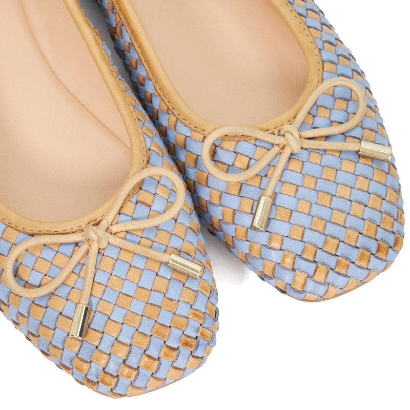 Dune Heights Leather Women's Blue Flats
