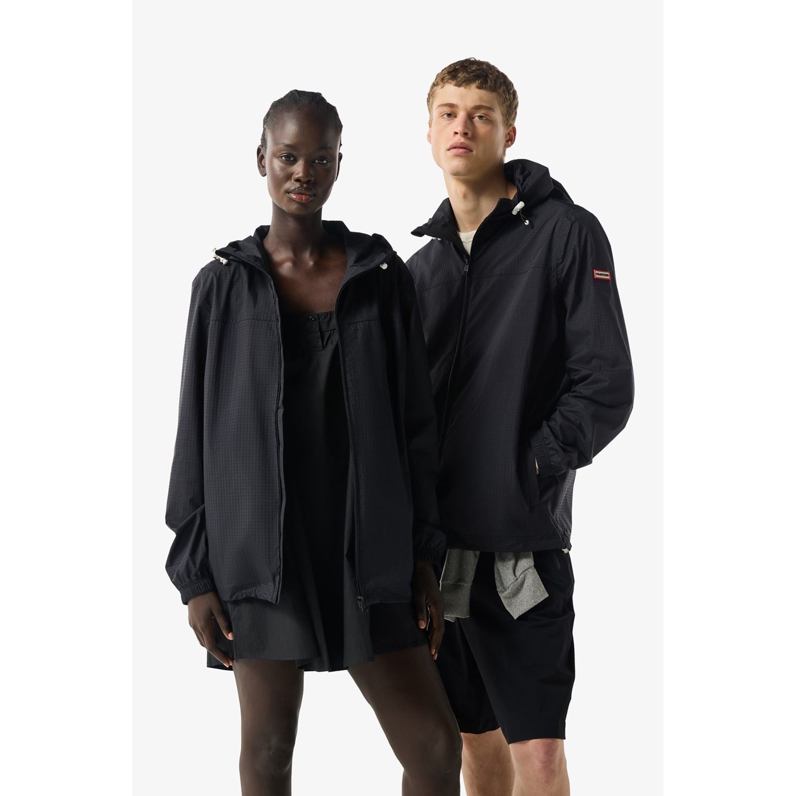 Hunter Hunter Packable Rain Unisex Adults Black Rain Jacket
