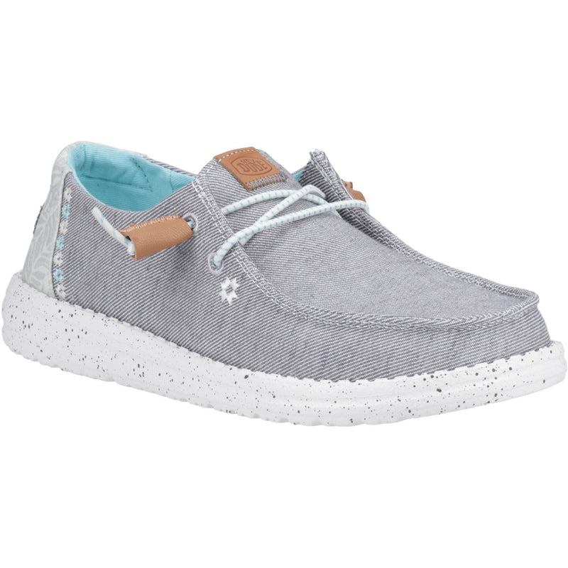 HEYDUDE Wendy Heathered Slub Tropical Linen/Lyocell/Cotton Women's Grey Loafers