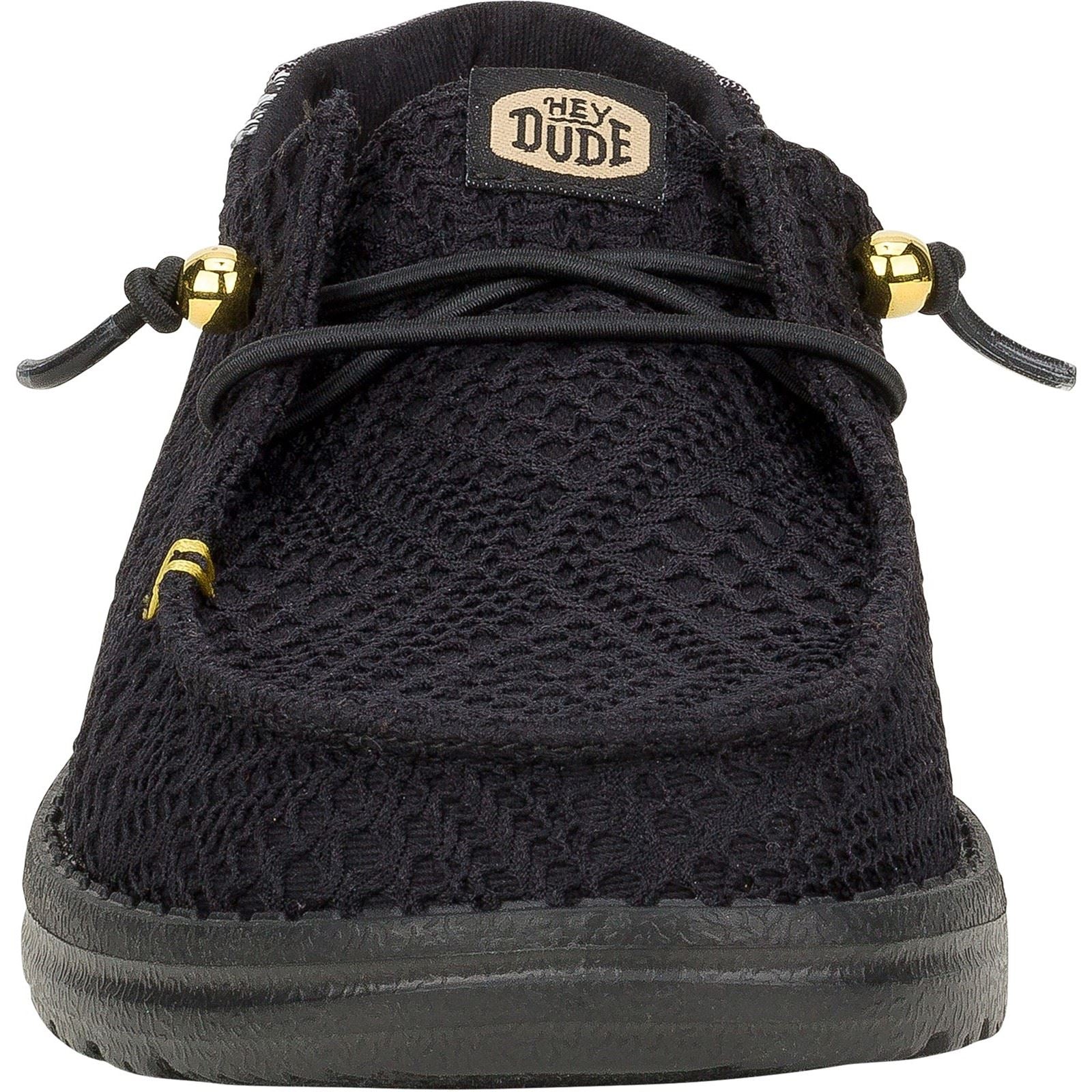 HEYDUDE Wendy Boho Crochet Synthetic Women's Black Loafers
