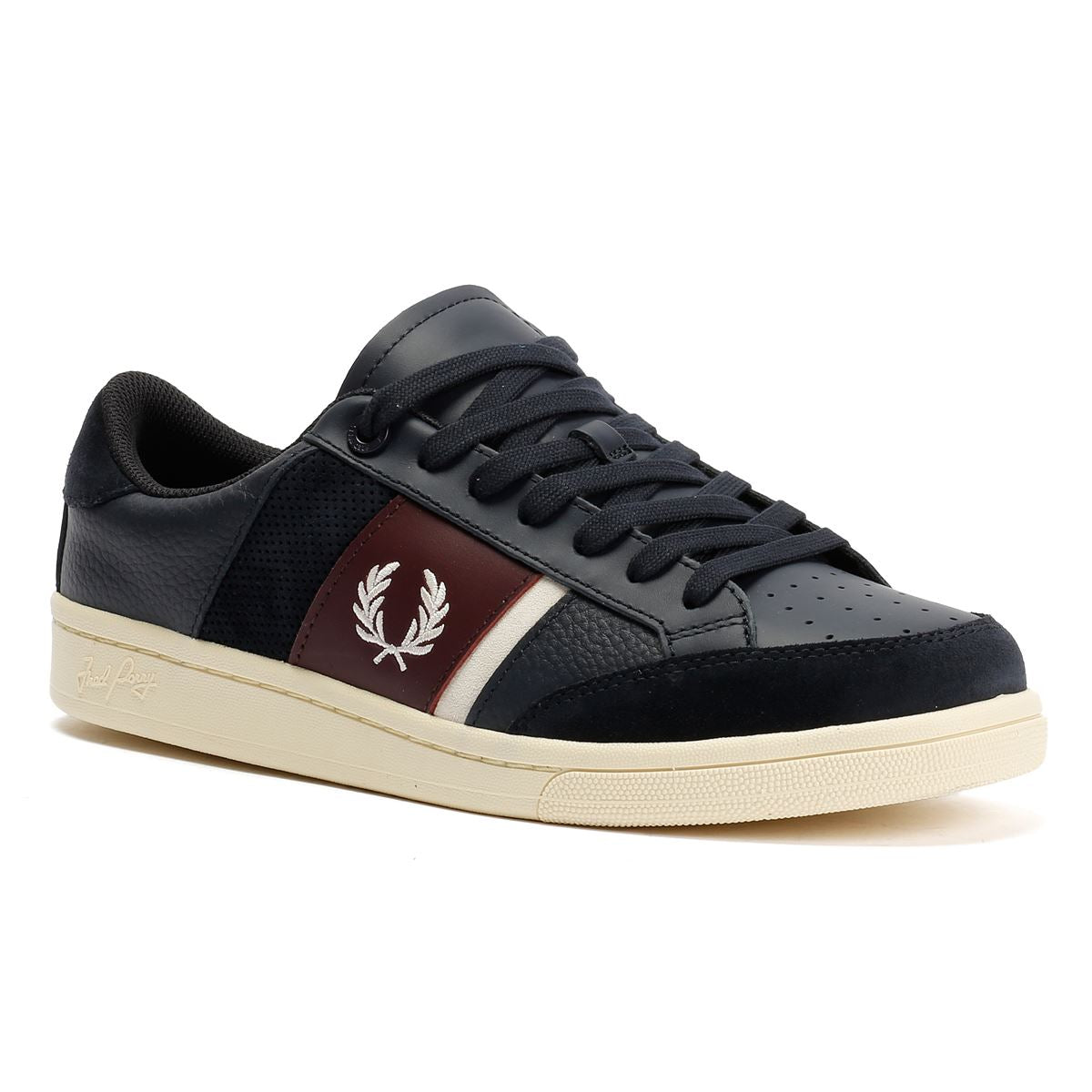 Fred Perry B725 Leather Suede Men's Navy/Ecru/Oxblood Trainers