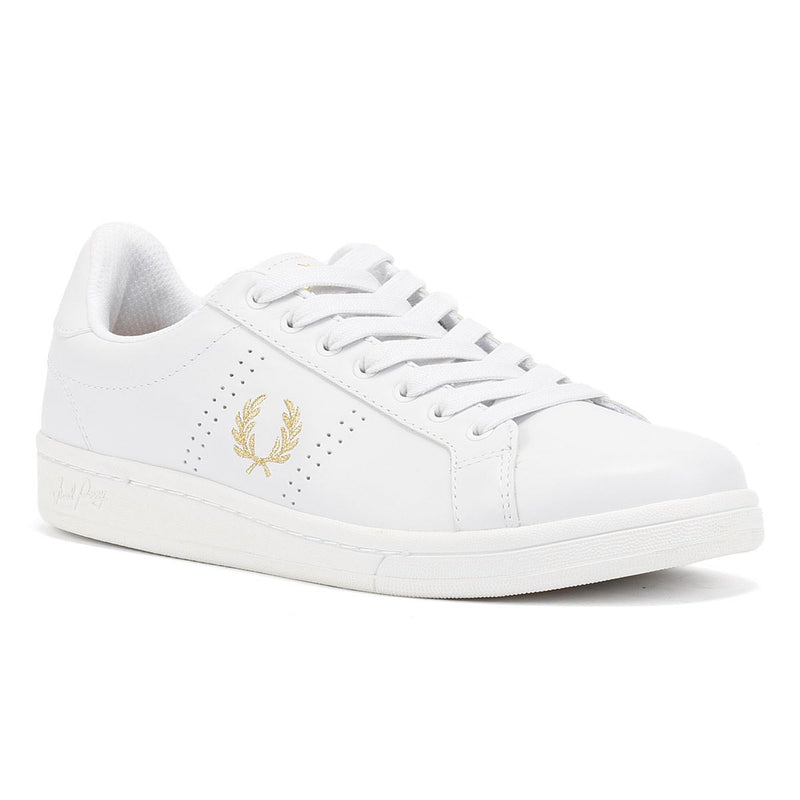 Fred Perry B721 Leather Men's White/Metallic Gold Trainers