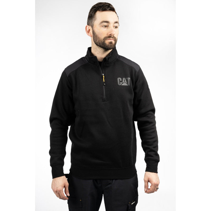 Caterpillar Essential 1/4 Zip Polyester Men's Black Sweatshirt