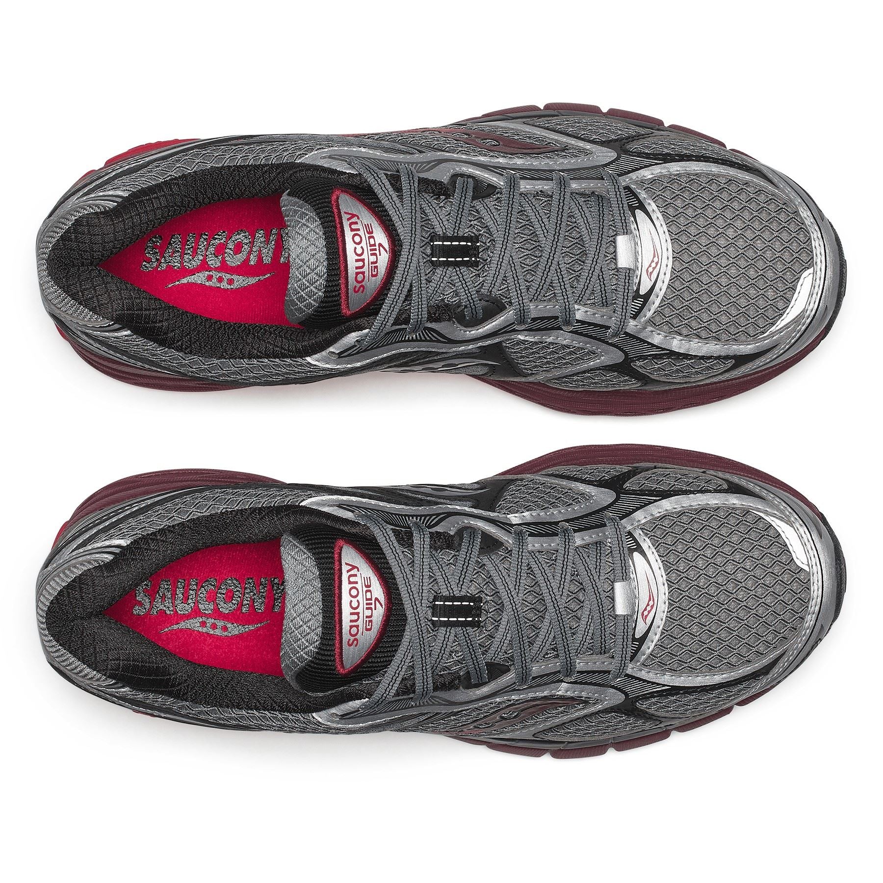 Saucony Progrid Guide 7 Silver/Maroon Trainers